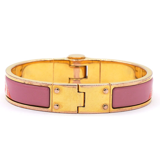 Hermes Red Horse Carriage Pattern Enamel Hinge Cuff Bracelet 