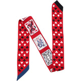 Hermes Red Jeu de Cartes Twilly Silk Scarf 
