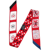 Hermes Red Jeu de Cartes Twilly Silk Scarf