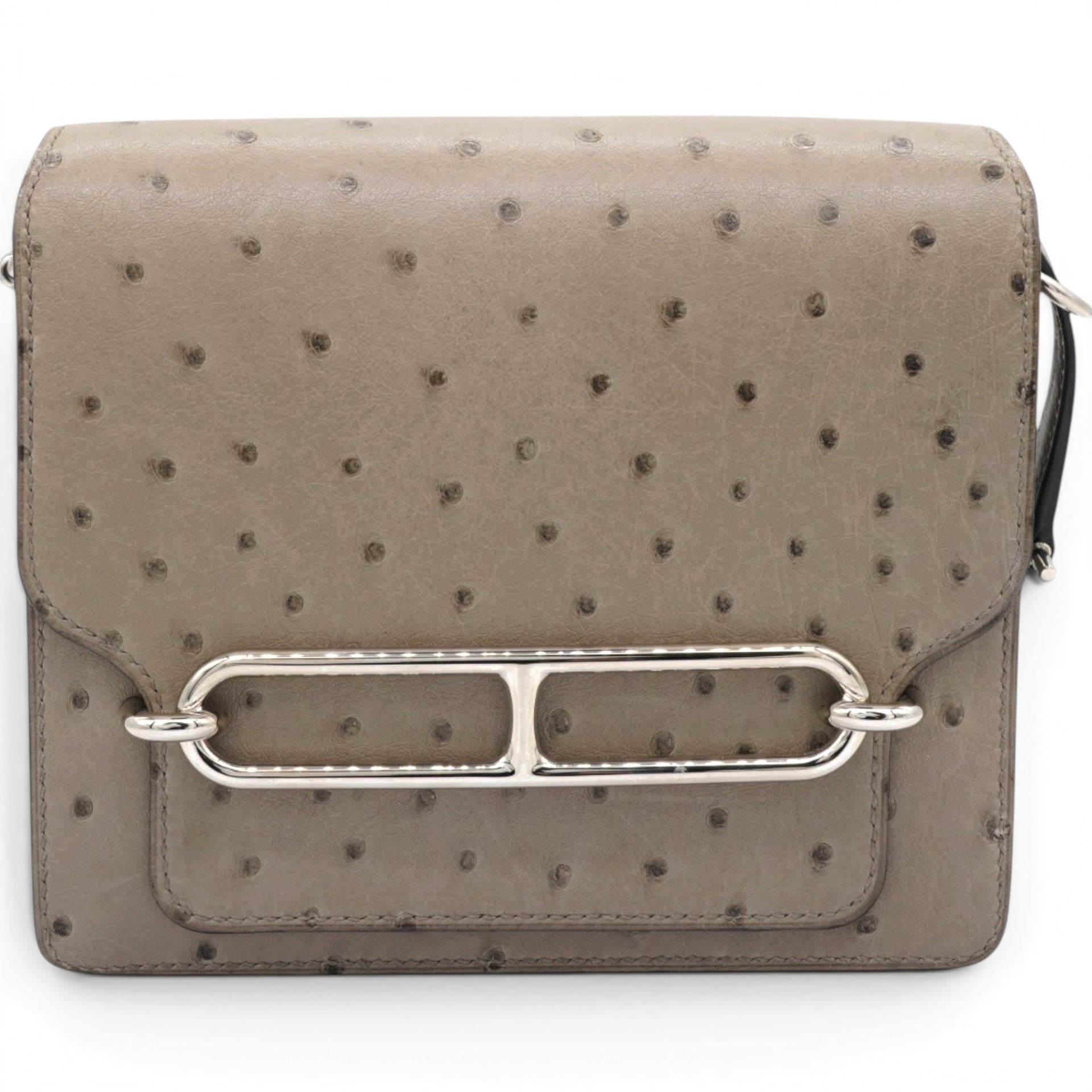 Hermes Roulis 18 Ostrich Gris Asphalte Mini 