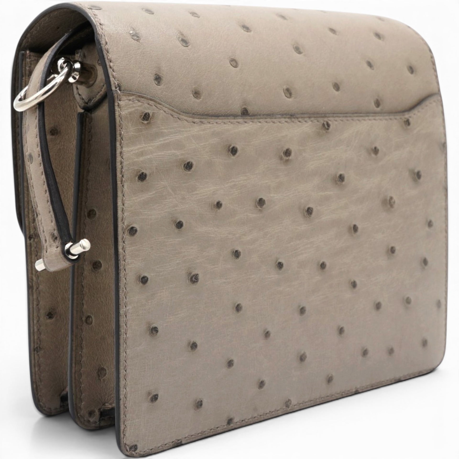 Hermes Roulis 18 Ostrich Gris Asphalte Mini 