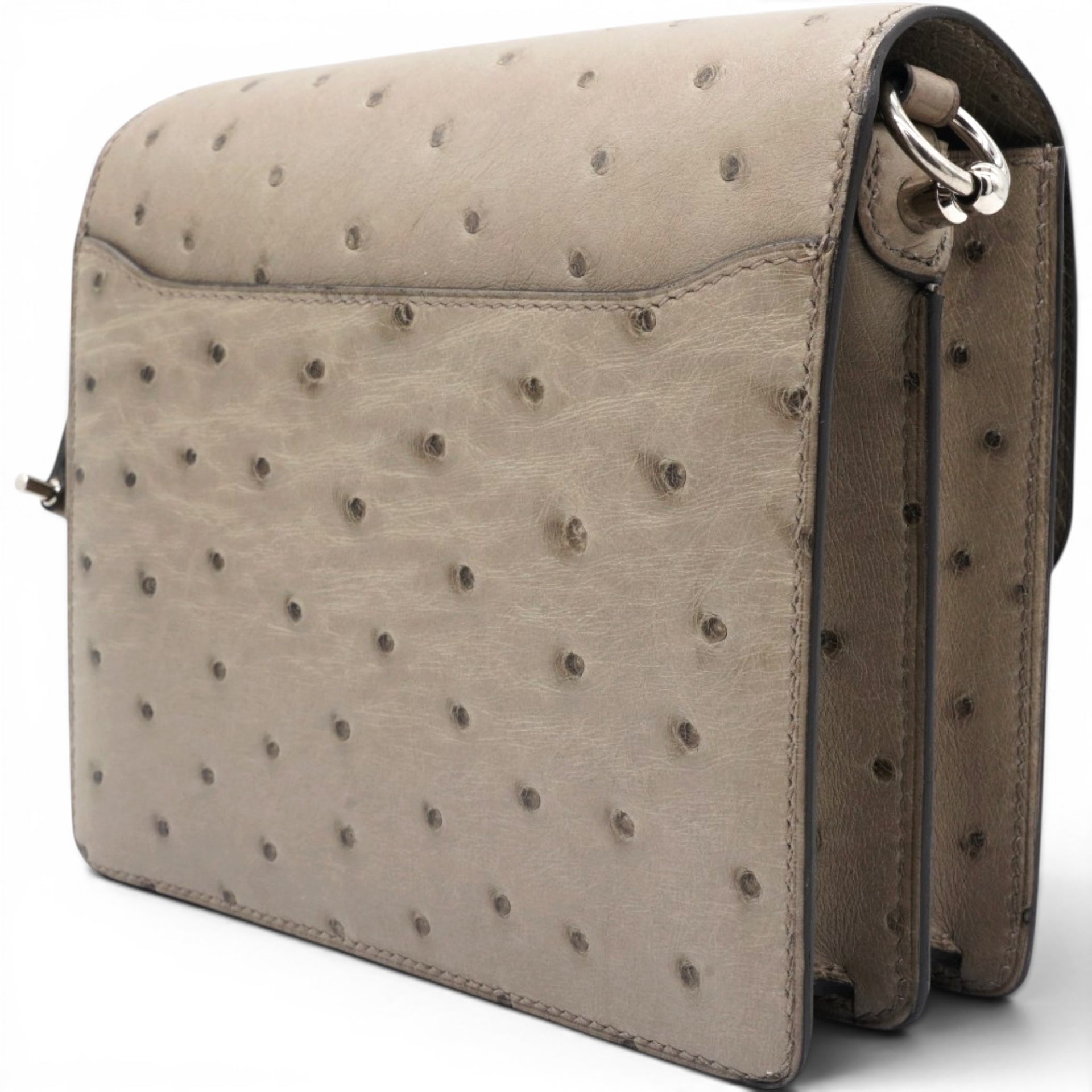 Hermes Roulis 18 Ostrich Gris Asphalte Mini 