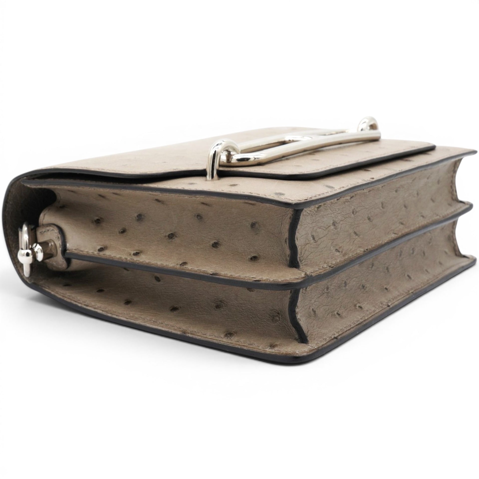 Hermes Roulis 18 Ostrich Gris Asphalte Mini 