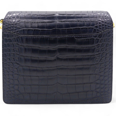 Hermes Roulis 19 Matte 78 Marine Shiny Alligator  Black 
