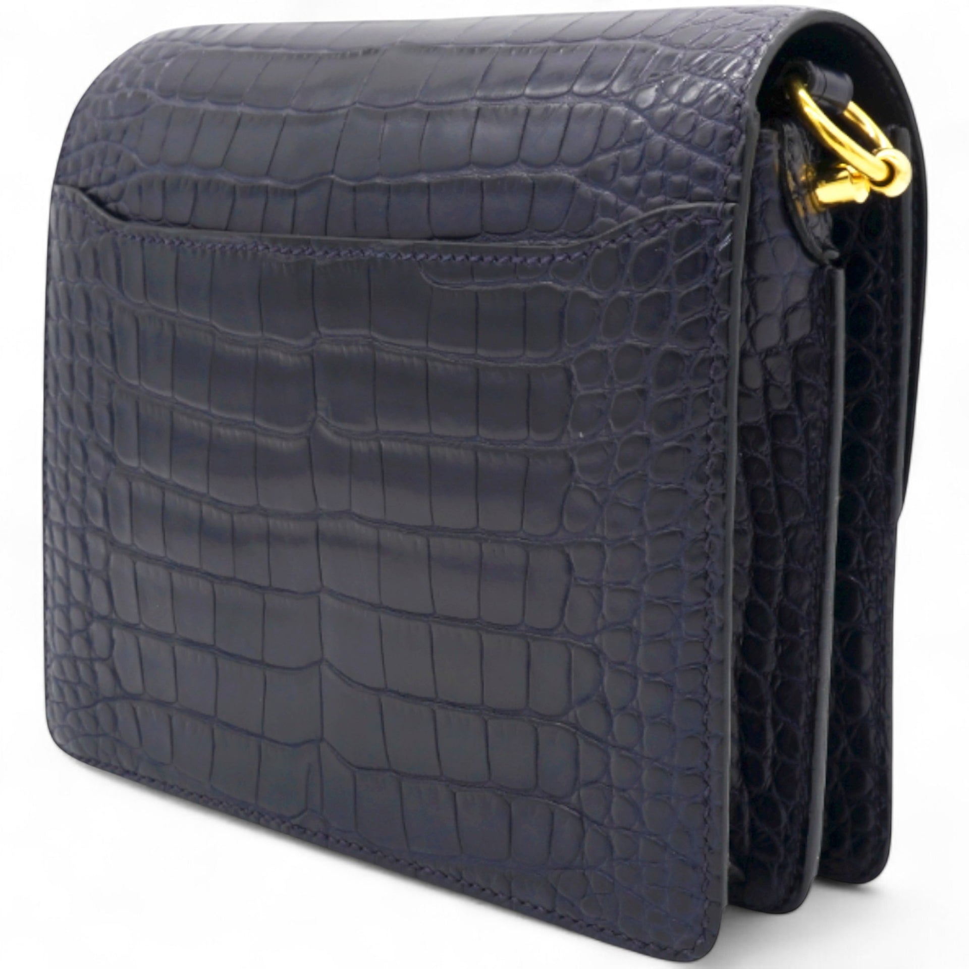 Hermes Roulis 19 Matte 78 Marine Shiny Alligator  Black 