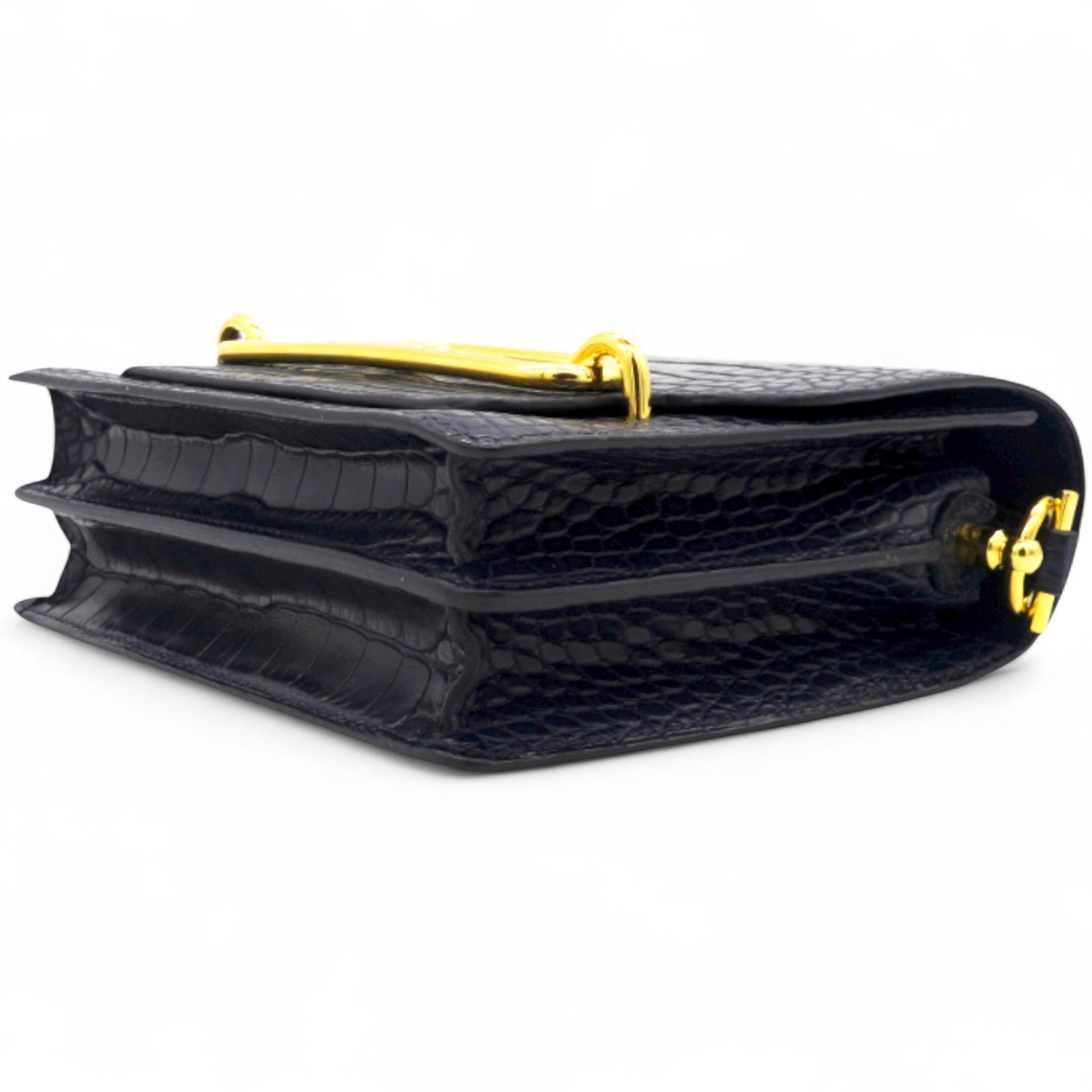 Hermes Roulis 19 Matte 78 Marine Shiny Alligator  Black 