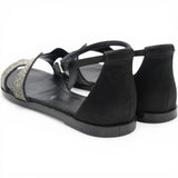 Hermes Satin Crystal Santorini Sandals Black Size36.5 