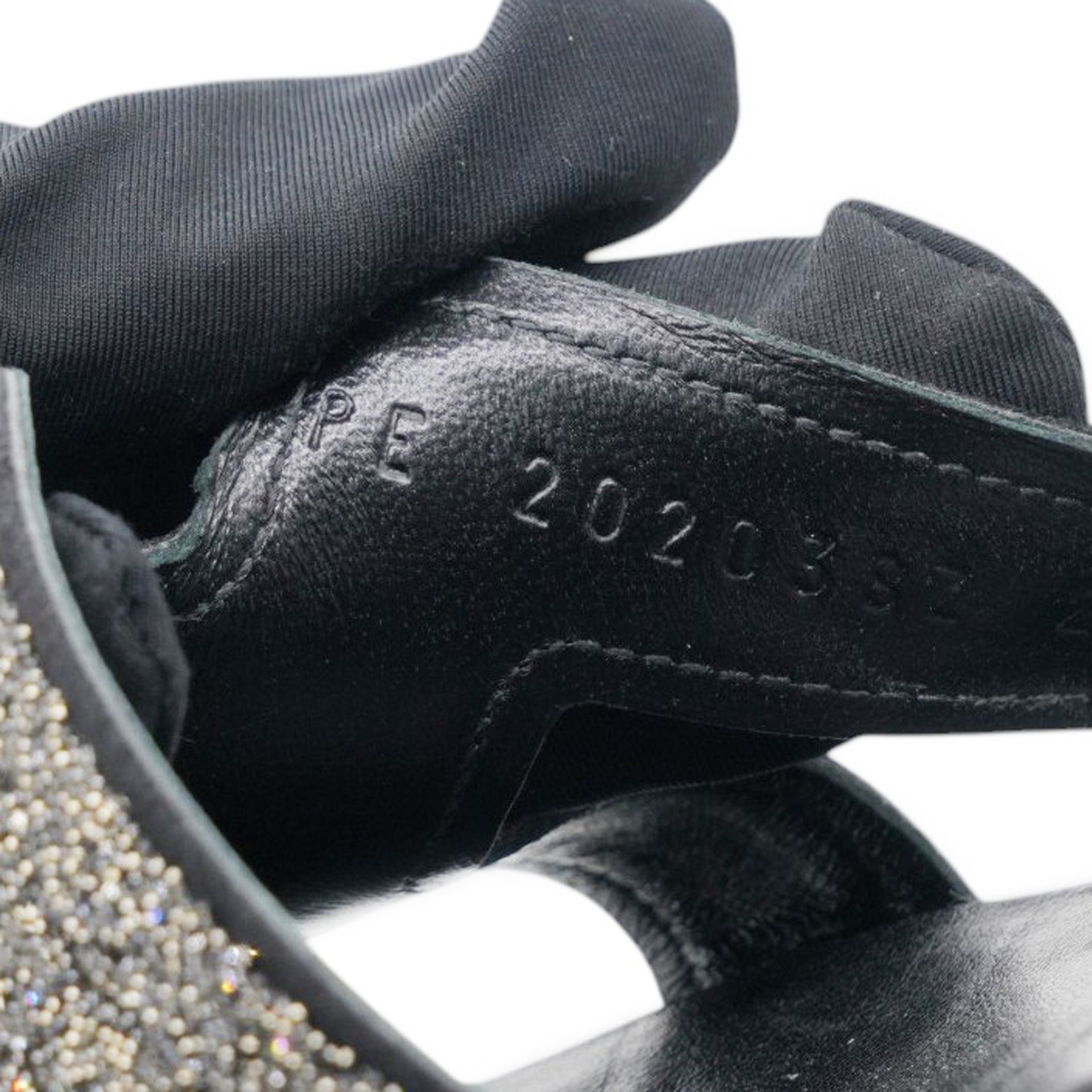 Hermes Satin Crystal Santorini Sandals Black Size36.5 