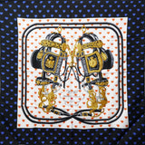 Hermes Silk Brides De Gala Love Pocket Square Black White Orange
