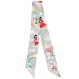 Hermes Silk Carres Volants Twilly Grenadine Gris Perle Rose Pale 