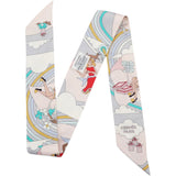 Hermes Silk Carres Volants Twilly Grenadine Gris Perle Rose Pale 