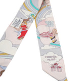 Hermes Silk Carres Volants Twilly Grenadine Gris Perle Rose Pale 