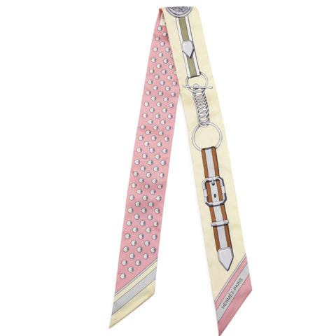 Hermes Silk Grand Tralala Twilly Rose Poudre Jaune