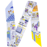  Hermes Silk La Maison des Carres Twilly Bleu Pale Jaune Vif