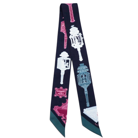 Hermes Silk Merveilleuses Lanternes Twilly Caban Framboise Vert 