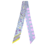  Hermes Silk Tapis Persans Twilly Rose Gris Bleuete Jaune Soufre 