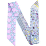  Hermes Silk Tapis Persans Twilly Rose Gris Bleuete Jaune Soufre 