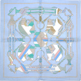  Hermes Silk Tatersale En Zigzag Pocket Square Blue 