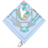  Hermes Silk Tatersale En Zigzag Pocket Square Blue 