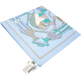  Hermes Silk Tatersale En Zigzag Pocket Square Blue 
