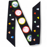 Hermes Silk Tea Time Twilly Black Rouge Multicolor