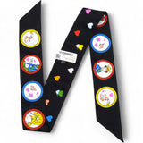 Hermes Silk Tea Time Twilly Black Rouge Multicolor