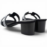 Hermes Silver/Black Beads And Suede Embellished Oasis Slide Sandals Size38 