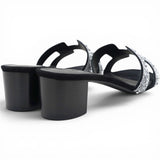 Hermes Silver/Black Beads And Suede Embellished Oasis Slide Sandals Size38 