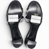 Hermes Silver/Black Beads And Suede Embellished Oasis Slide Sandals Size38 
