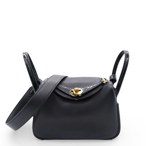 Hermes Swift Matte Alligator Mini Touch Lindy Noir Black 