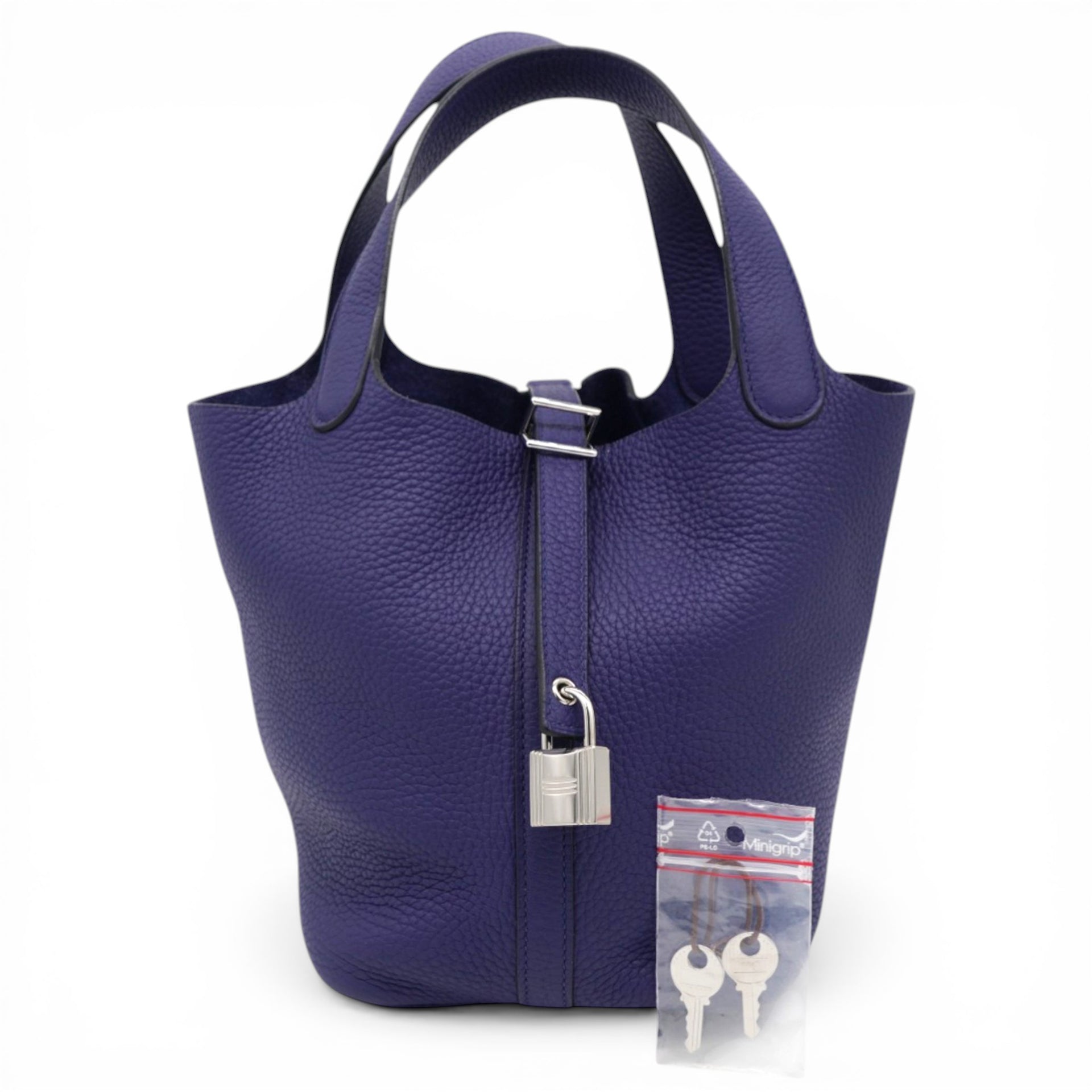 Hermes Taurillon Clemence Blue Picotin Lock 18 