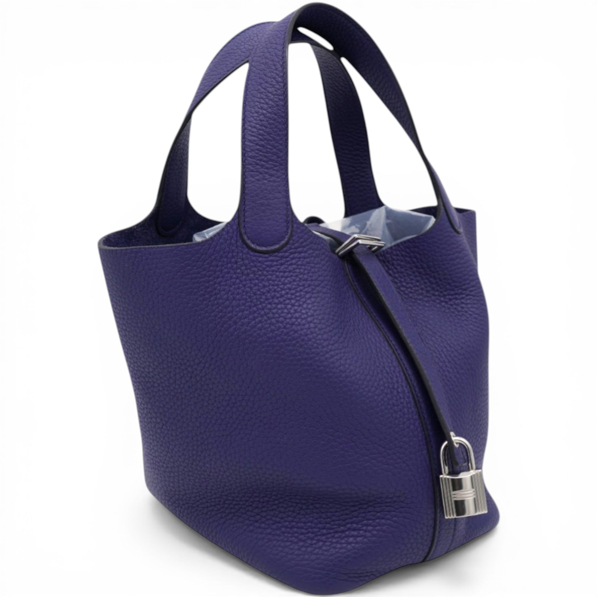 Hermes Taurillon Clemence Blue Picotin Lock 18 