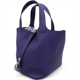 Hermes Taurillon Clemence Blue Picotin Lock 18 