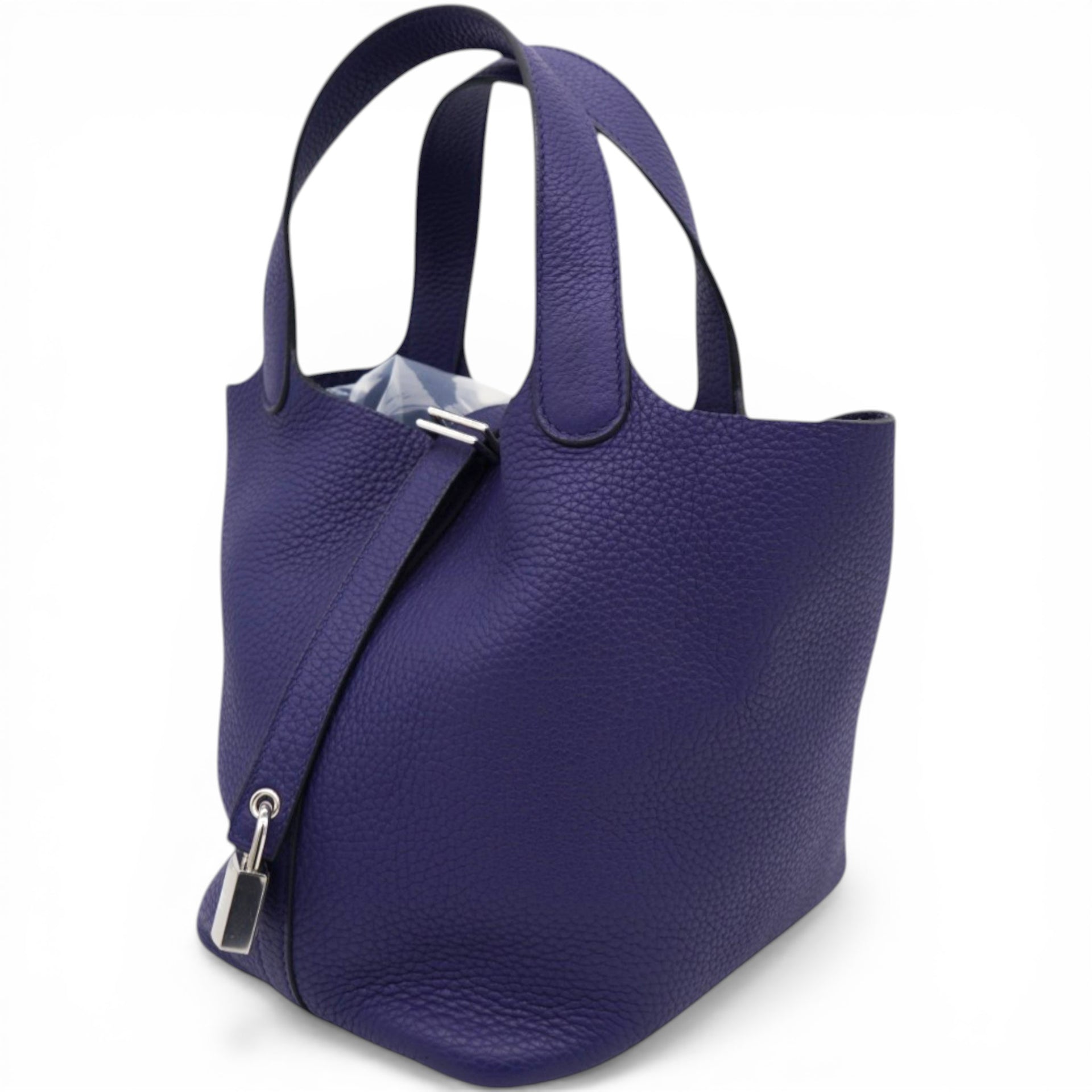 Hermes Taurillon Clemence Blue Picotin Lock 18 