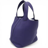 Hermes Taurillon Clemence Blue Picotin Lock 18 