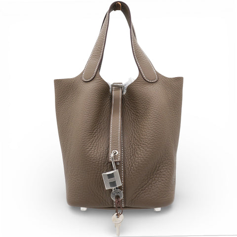 Hermes Taurillon Clemence Picotin Lock 18MM Etoupe