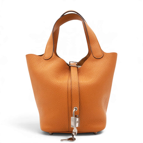 Hermes Taurillon Clemence Picotin Lock 18 Orange 