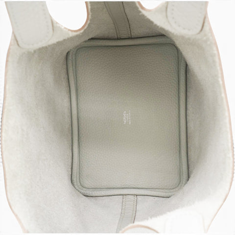 Hermes Taurillon Clemence Picotin Lock 18 PM Gris Perle 