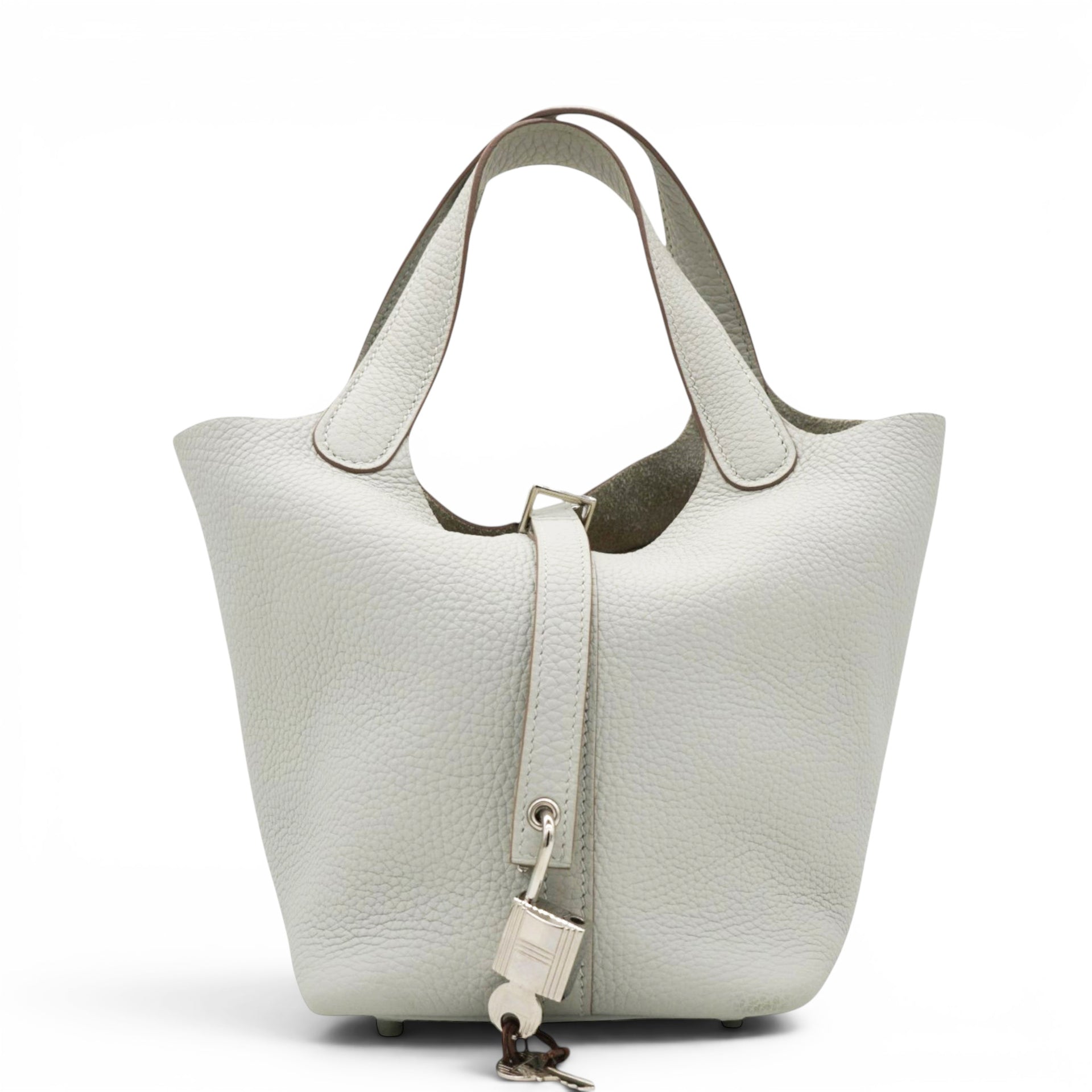 Hermes Taurillon Clemence Picotin Lock 18 PM Gris Perle 
