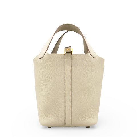 Hermes Taurillon Clemence Picotin Lock Beton