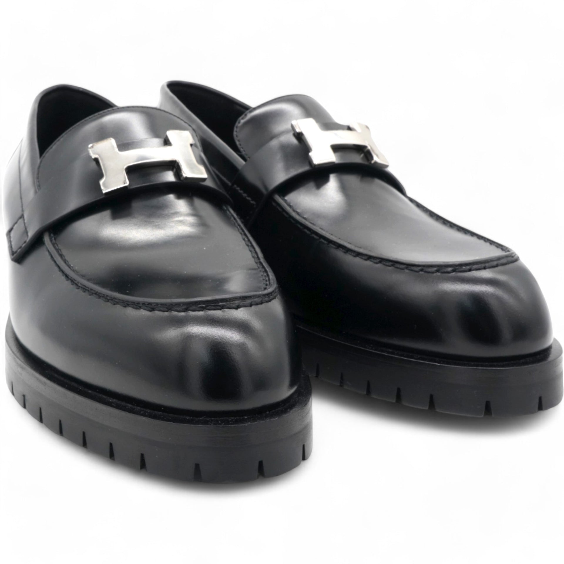 Hermes  Womens Faubourg Loafers Black Size 39 