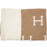 Hermes Wool Cashmere Avalon Baby Blanket Noisette Moyen White 