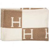 Hermes Wool Cashmere Avalon Baby Blanket Noisette Moyen White 
