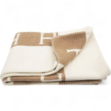 Hermes Wool Cashmere Avalon Baby Blanket Noisette Moyen White 