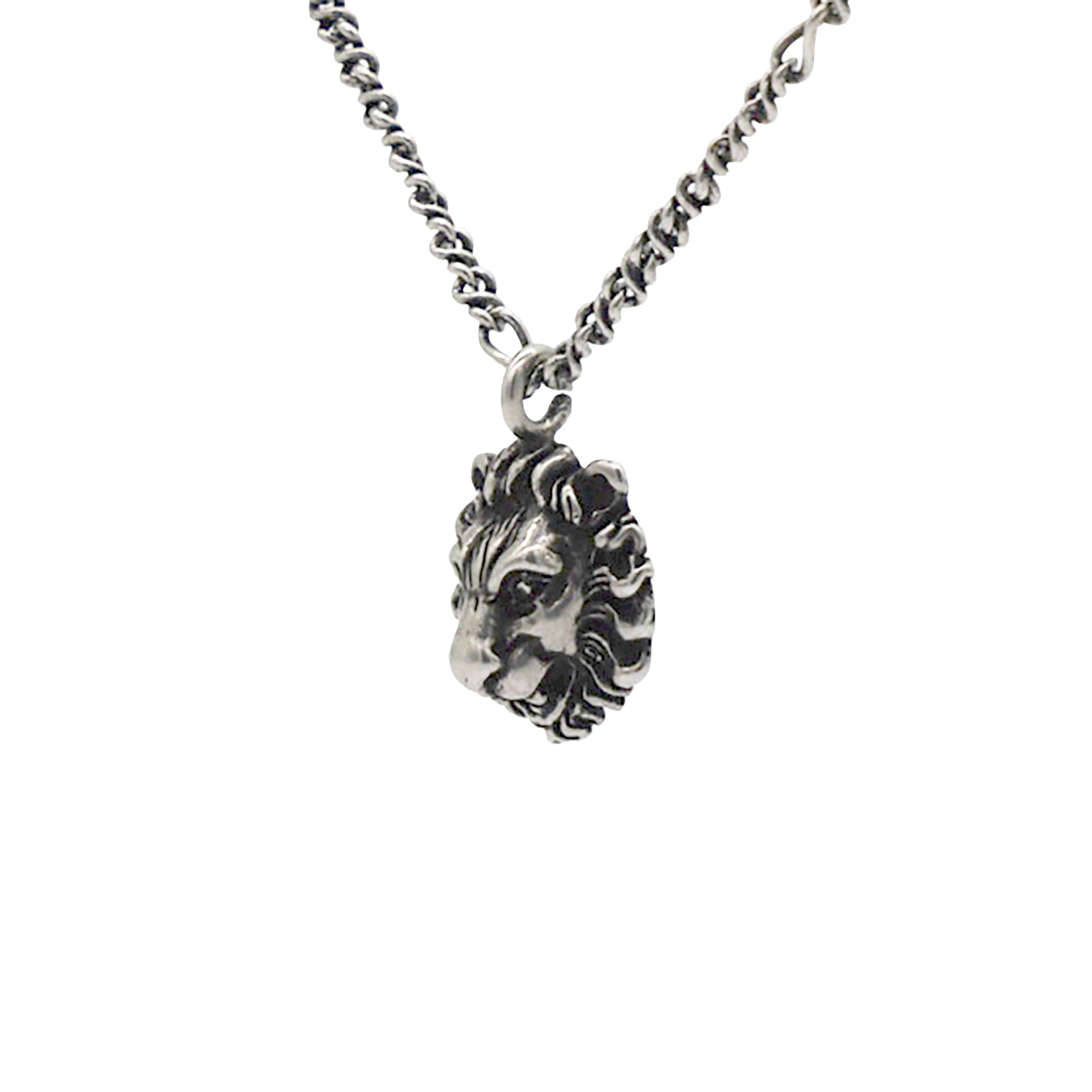 Lion Head Necklace in Silver Metal Silvery