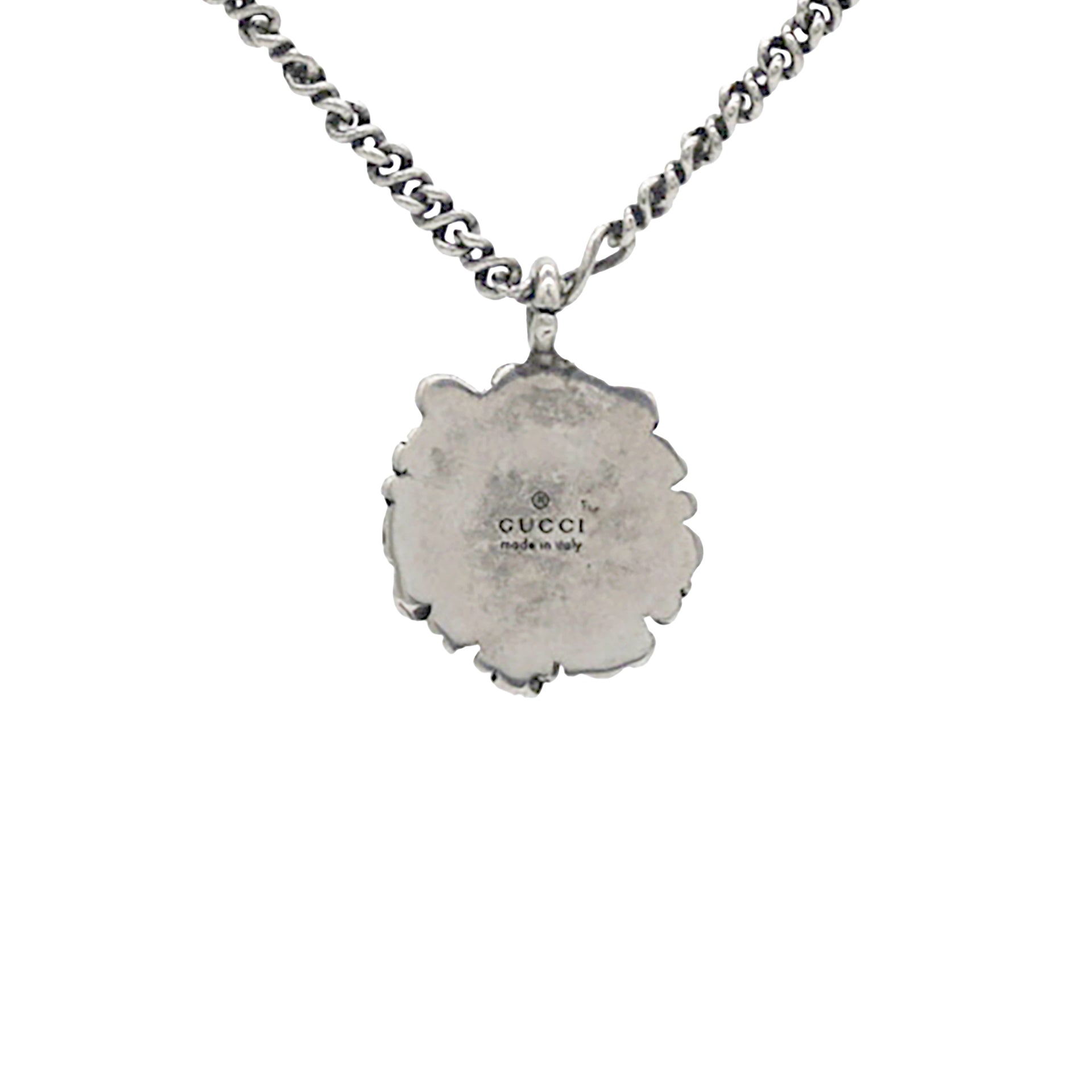 Lion Head Necklace in Silver Metal Silvery