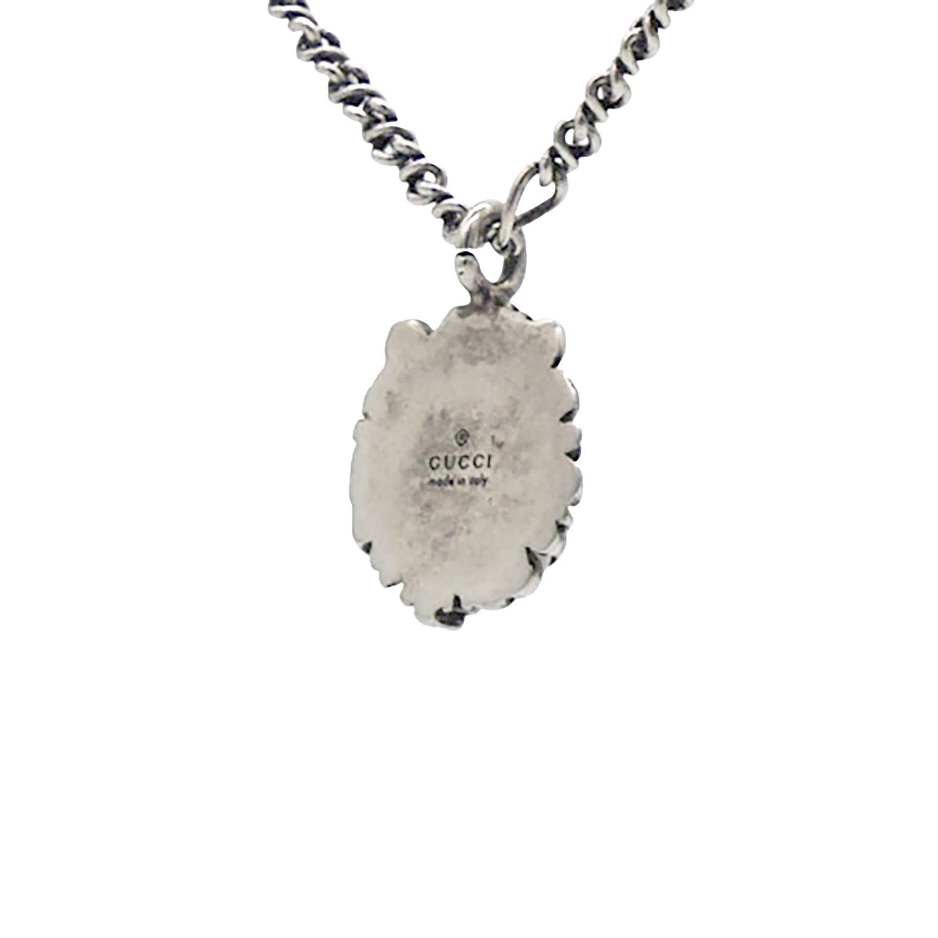 Lion Head Necklace in Silver Metal Silvery