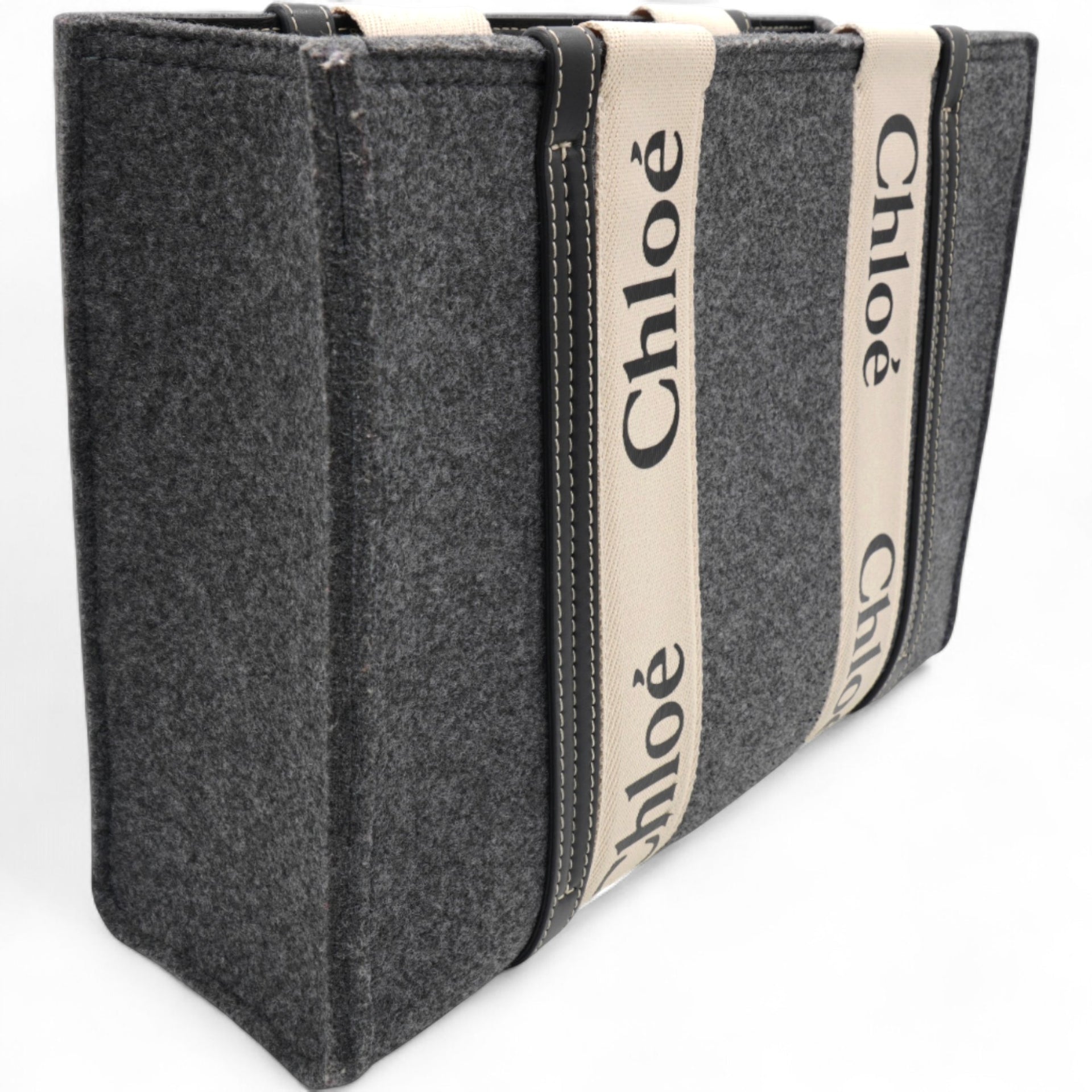 Felt Medium Woody Ribbon Tote Cashmere Grey