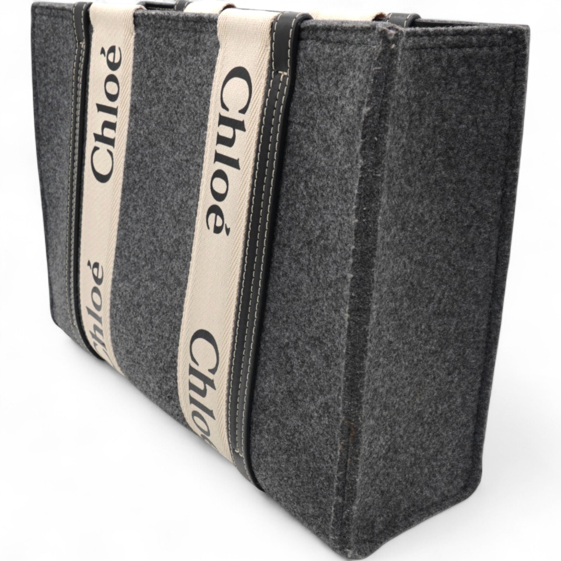 Felt Medium Woody Ribbon Tote Cashmere Grey