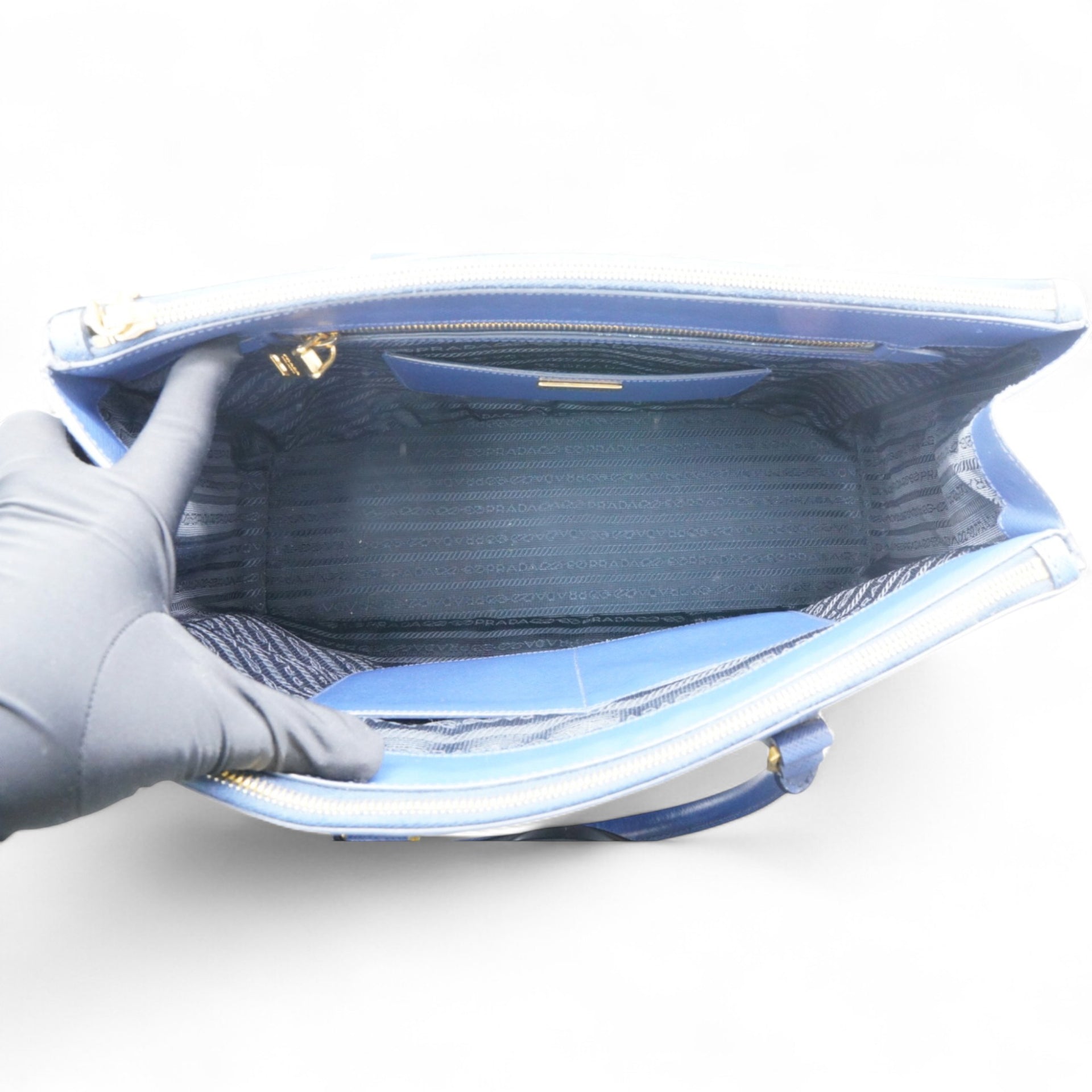 Saffiano Galleria Double Zip Tote Bluette Navy